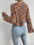 Multicolour Cropped Crochet Sweater