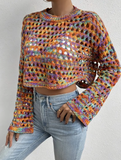 Multicolour Cropped Crochet Sweater