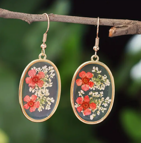Dried Flowers in Resin Earrings