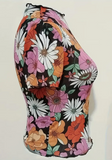 Retro Floral Mesh Crop Top