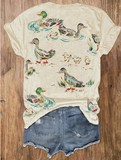 Vintage Ducks Over All Print Unisex Tee