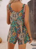 Vibrant Paisley Pattern Tie Strap Romper