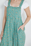 Floral Print Short Overalls - Green