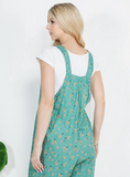 Floral Print Short Overalls - Green