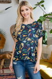 Dino Print Loose Fitting Top