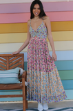 Mixed Print Maxi Dress with Twist Front.