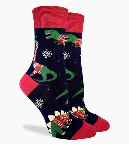 Christmas Sweater Dinosaurs Socks - Women's Sizing