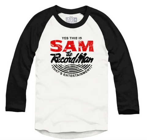 Sam the Record Man 3/4 Sleeve Unisex Raglan Tee