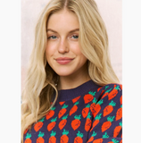 Strawberry Print Pullover Sweater