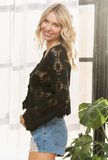 Scallop Lace Floral Crochet Button Down Cardigan