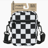 Crossbody Mini Brick Bag - Black & White Checkered Print
