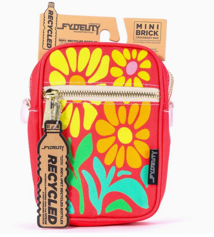 Crossbody Mini Brick Bag - Neon Floral