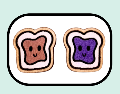 Wooden Peanut Butter & Jelly Sandwich Stud