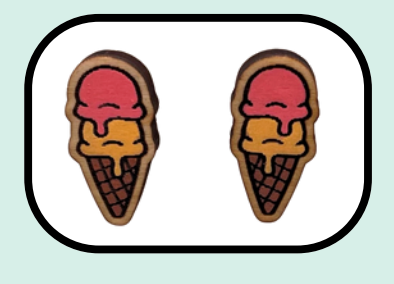 Wooden Melty Ice Cream Cone Studs