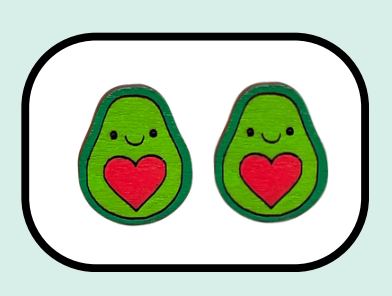 Wooden Happy Heart Avocado Studs