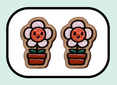 Wooden Happy Face Daisy Studs