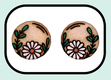 Wooden Round Daisy Studs