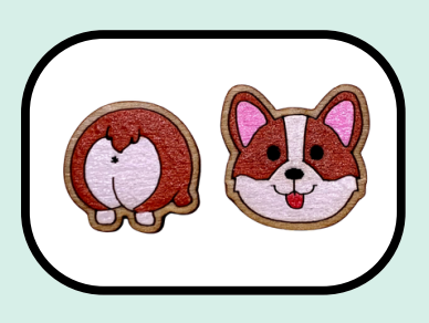 Wooden Corgi Butt Studs
