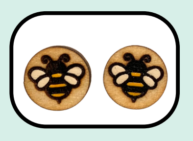 Wooden Bee Round Studs