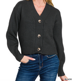 Melange Button Front Sweater Cardigan - Assorted Colours