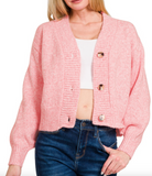 Melange Button Front Sweater Cardigan - Assorted Colours