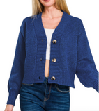 Melange Button Front Sweater Cardigan - Assorted Colours