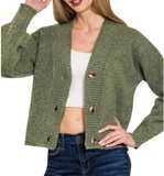 Melange Button Front Sweater Cardigan - Assorted Colours