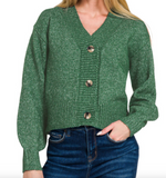 Melange Button Front Sweater Cardigan - Assorted Colours