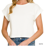 Cotton Folded Sleeve Top - Assorted Colours