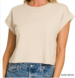 Cotton Folded Sleeve Top - Assorted Colours