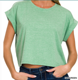 Cotton Folded Sleeve Top - Assorted Colours