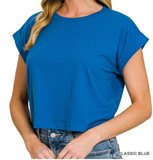 Cotton Folded Sleeve Top - Assorted Colours