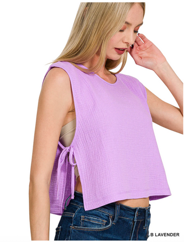 Side Tie Tank Top - Assorted Colours