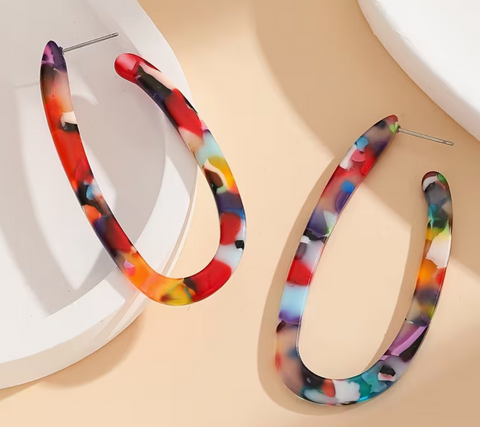 Multi Coloured Acrylic Oval Hoops