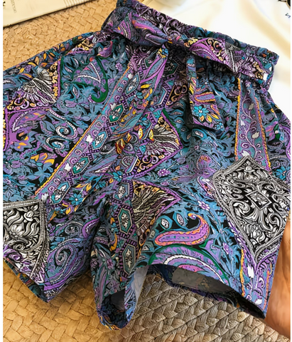 Boho Paisley Wide Leg Shorts