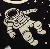 Black Space Astronaut Planet Vintage Knit T-Shirt