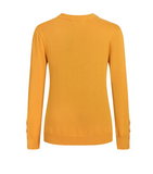 Women's Vintage Mustard Yellow Folk Art Floral Bird Jacquard Knit Sweater