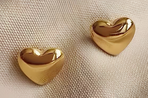 Golden Heart Stud Earrings