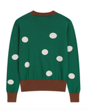Women's 70s Retro Green Raccoon Embroidered Knitwear Sweater