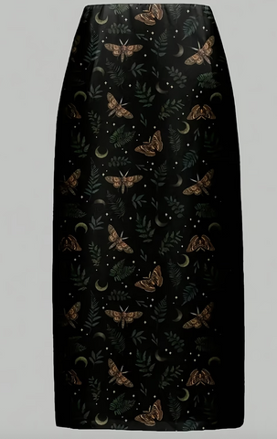 Dark Academia Moth Long Pencil Skirt