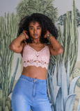 Crochet Embroidered Lace Longline Bralette - Assorted Colours