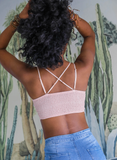 Crochet Embroidered Lace Longline Bralette - Assorted Colours