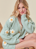 Loose Fitting Daisy Detail Cardigan - Assorted Colours