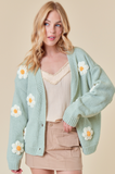 Loose Fitting Daisy Detail Cardigan - Assorted Colours