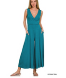 3/4 Wide Leg Jersey Jumpsuit
