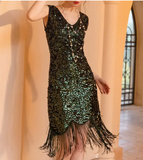 Sequin Fringe Cabaret Flapper Dress