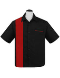 Black & Red Poplin Single Panel Bowling Shirt