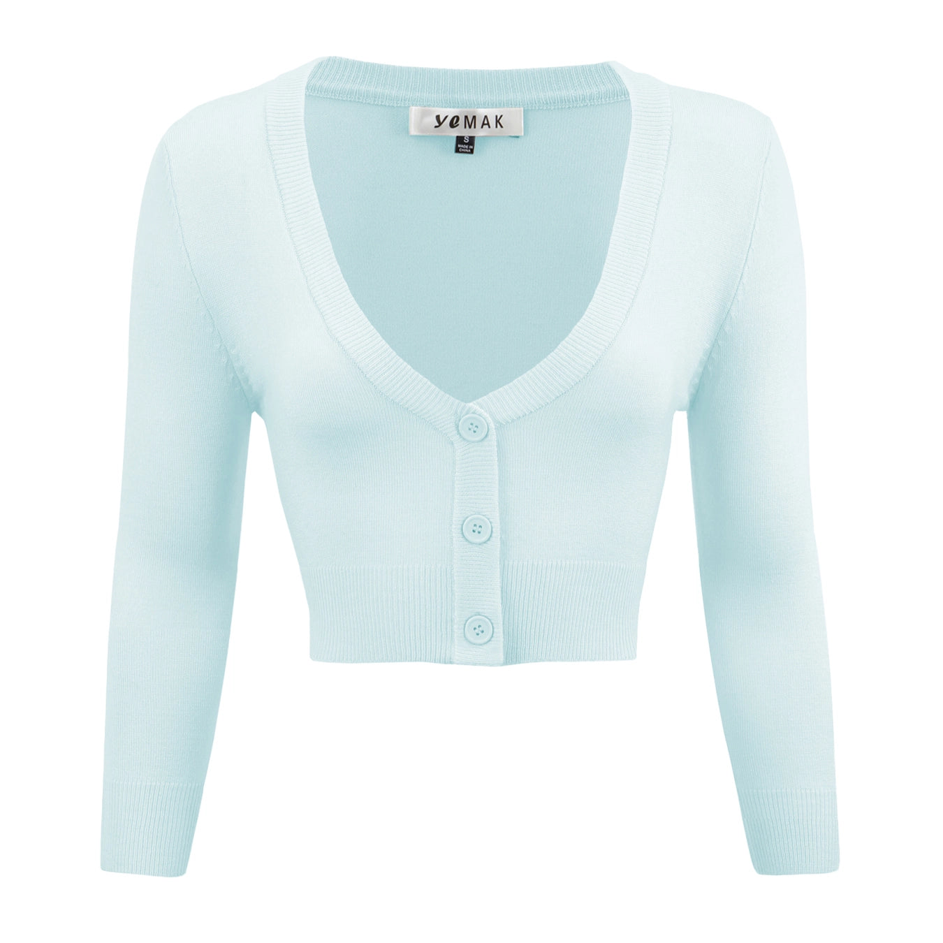 Cropped 3/4 Sleeve V-Neck Cardigan - Assorted Colours