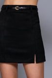 Belted Faux Suede Mini Skirts