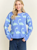 Dinosaur Print Crew Neck Sweater